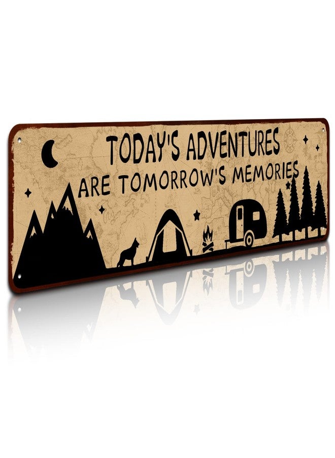 SOYAVE Rustic Camper Metal Tin Decor Sign 4" by 16", Home RV Camper Accessories Wall Décor Gift Idea for Friend Family Motorhomes/Farmhouse RV Camping-Today's Adventures - Image 1